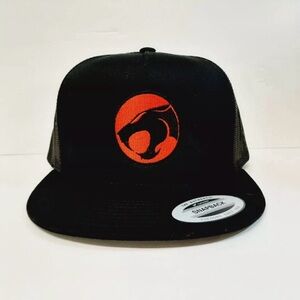 Thunder Cat Black Snapback Hat with Orange Logo